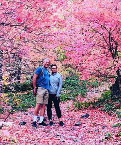 hiking through spring blossoms