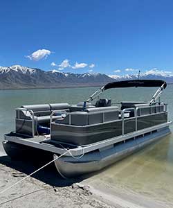 Pontoon boat on Great Salt lake
