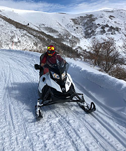 snowmobile on trail