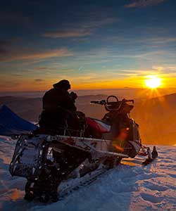 snowshoes by stream